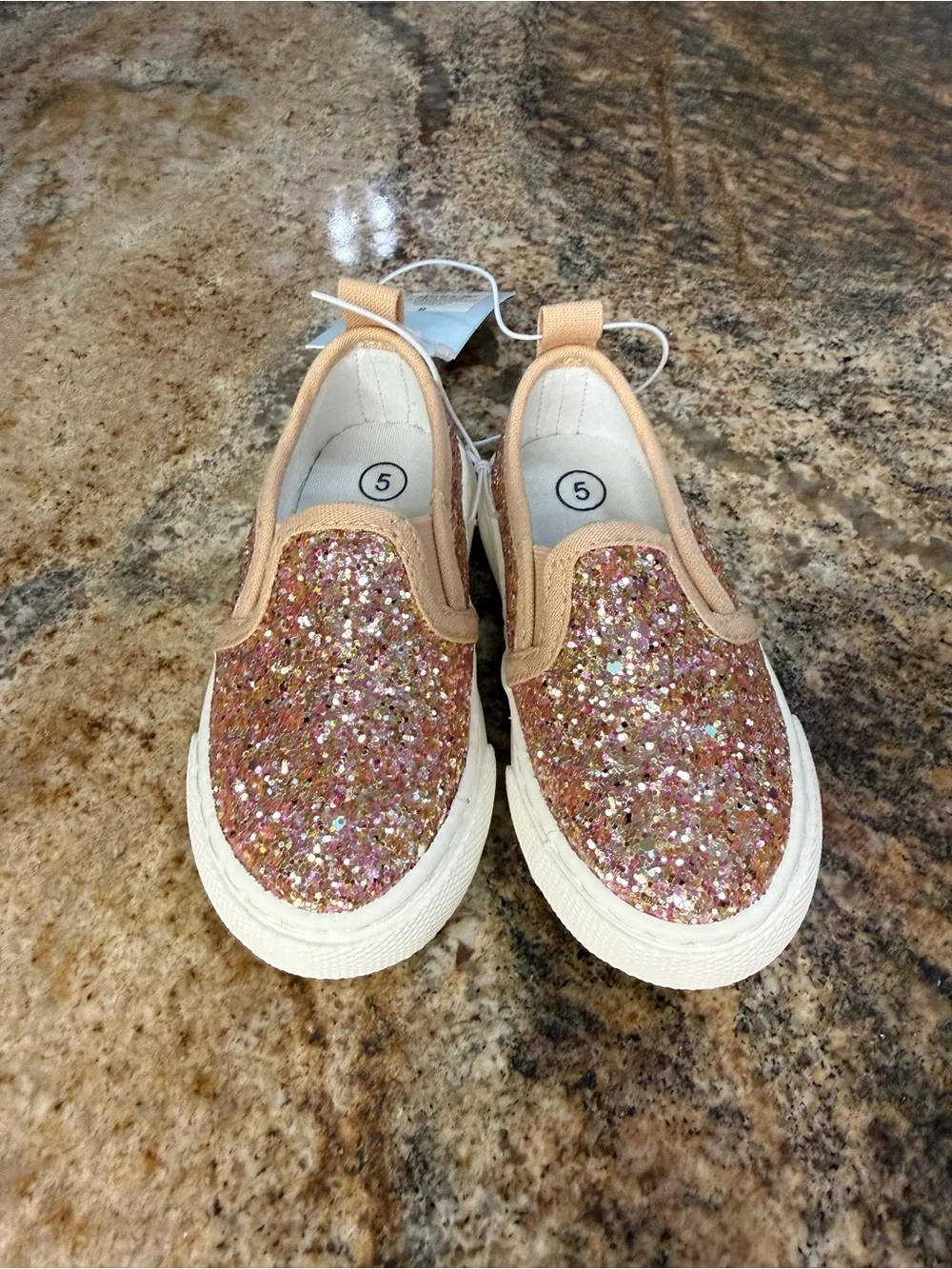 Cat & Jack Glitter Slip-On Shoes in Pink and Gold Tones